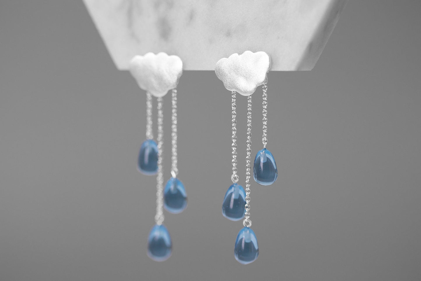 Rain Cloud Earring White Cloud Blue Raindrop Earring Sterling Silver Cloud Blue Crystal Raindrop Earring Women Earring Gift For Her cindysilverstudio