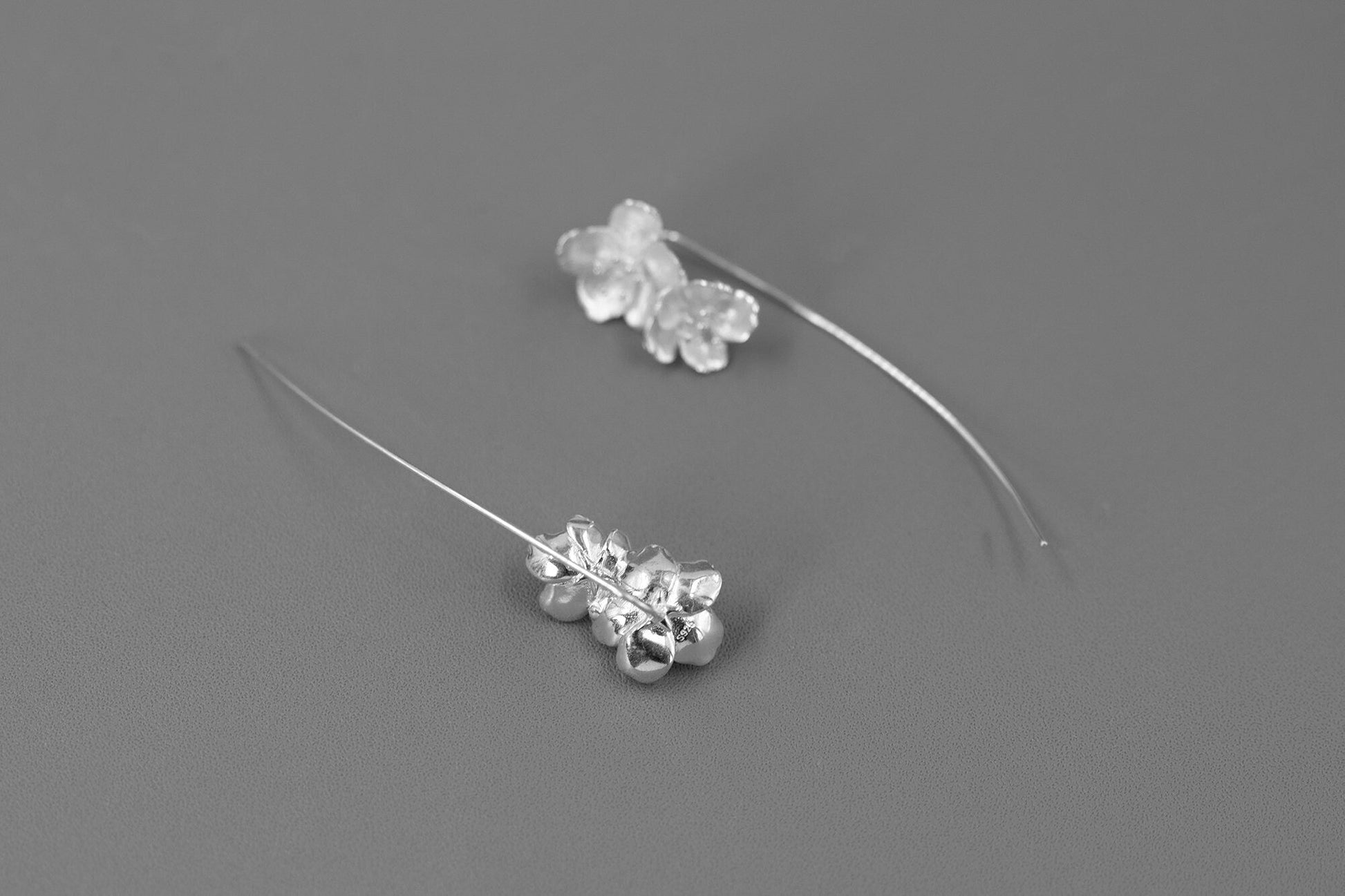 Sakura Flower Earrings-Sterling Silver Flower Twig Dangle Earrings-Cherry Blossom-Bridesmaid Floral Jewelry-Gift for her cindysilverstudio