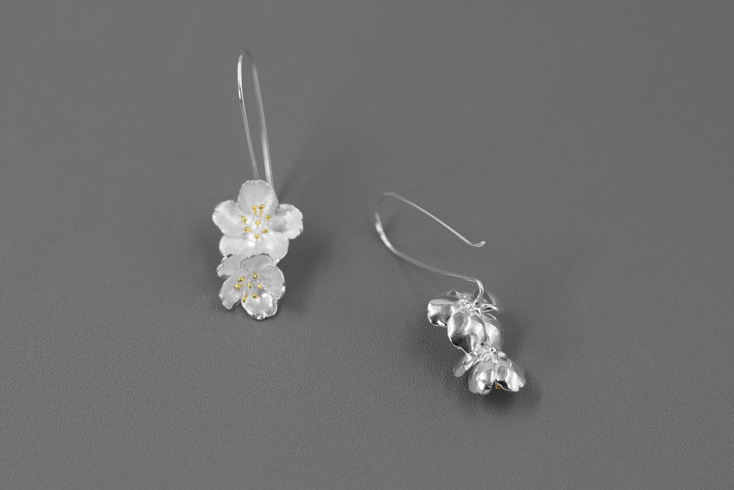 Sakura Flower Earrings-Sterling Silver Flower Twig Dangle Earrings-Cherry Blossom-Bridesmaid Floral Jewelry-Gift for her cindysilverstudio