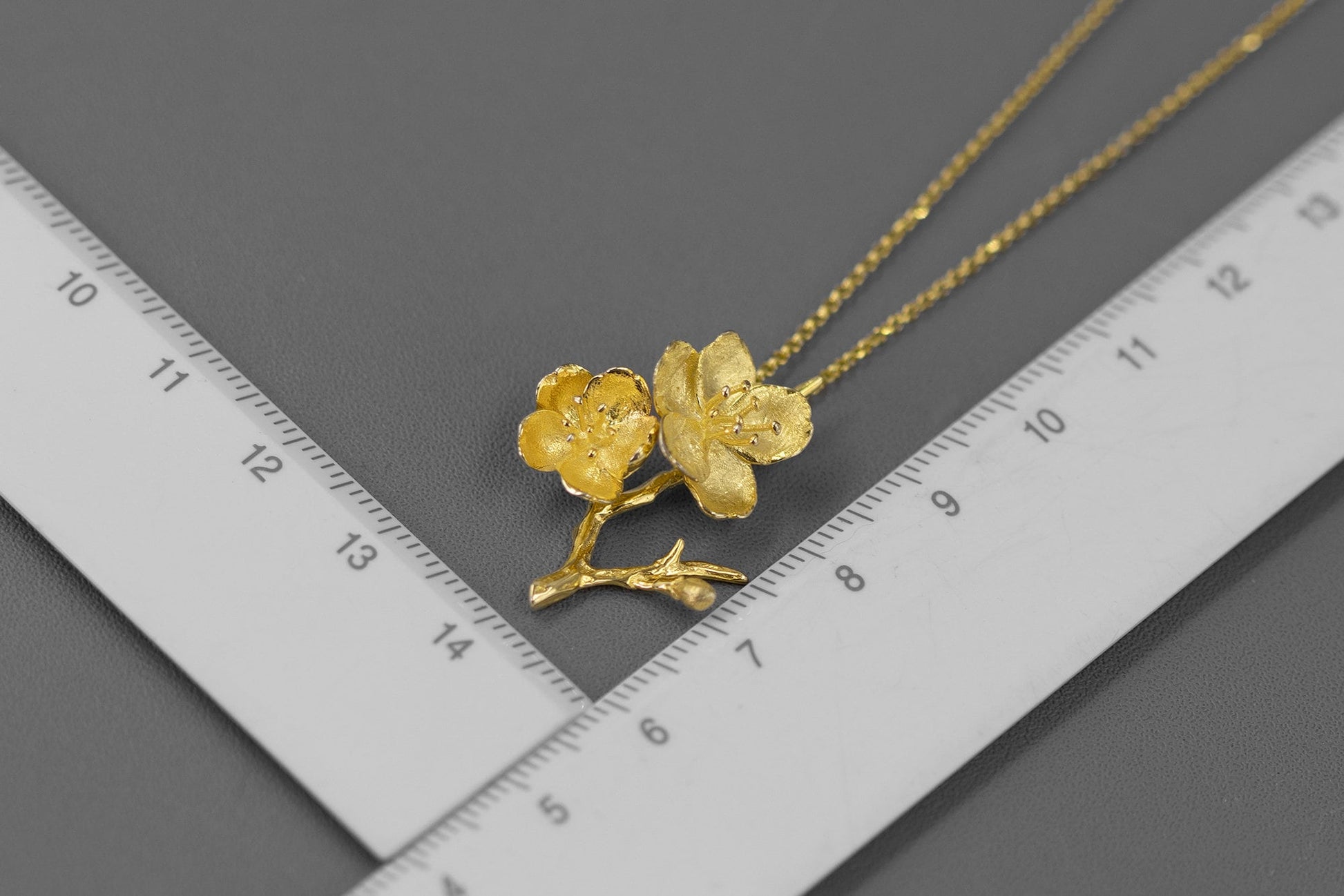 Sakura Flower Necklace-Sterling Silver Flower Twig Pendant-Cherry Blossom-Bridesmaid Floral Jewelry-Gift for her cindysilverstudio