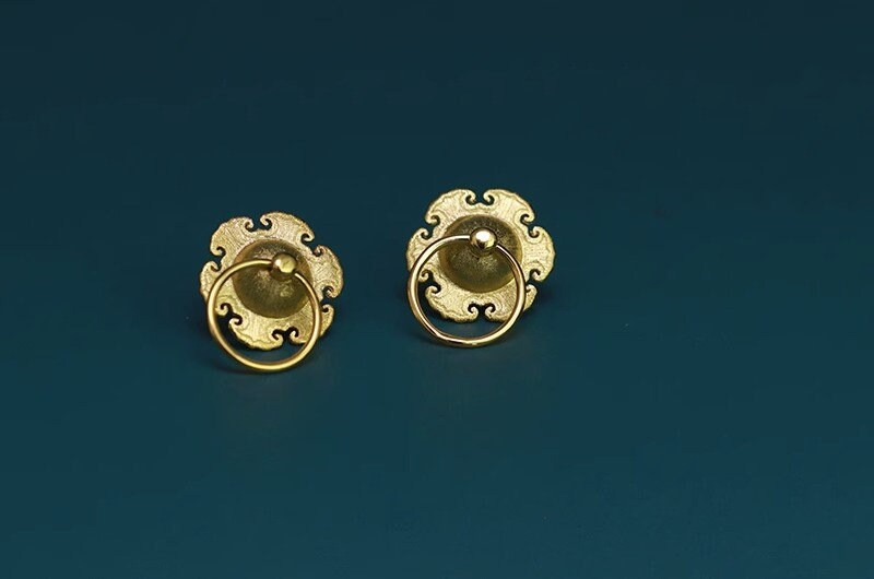 Vintage Door Knocker Earring-Sterling Silver Knocker Stud Earring-Ru-Yi Pattern-Vintage Silver Jewelry-Gift for her cindysilverstudio