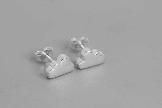 White Cloud Charm Earring-Sterling Silver Cloud Stud Earring-Butterfly Back-Tiny Cloud Jewelry-Gift for her cindysilverstudio