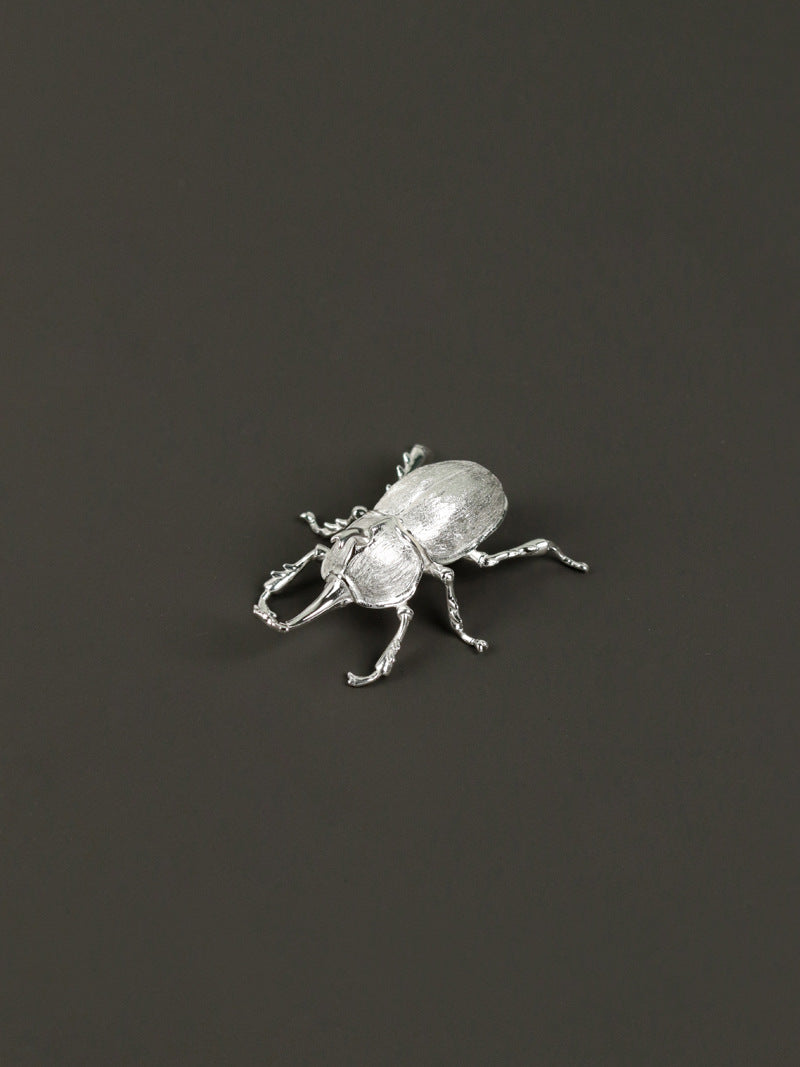 Beetle Bug Brooch-Sterling Silver Elephant Beetle Brooch-Scarab Beetle-Dainty Insect Jewelry-Gift for Unisex