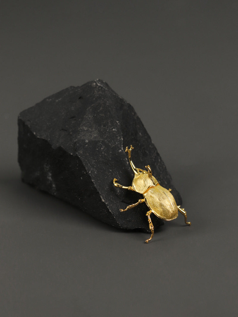 Beetle Bug Brooch-Sterling Silver Elephant Beetle Brooch-Scarab Beetle-Dainty Insect Jewelry-Gift for Unisex