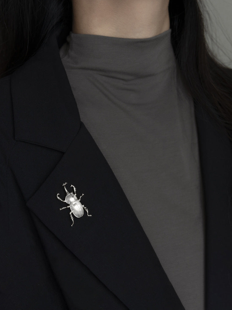 Beetle Bug Brooch-Sterling Silver Elephant Beetle Brooch-Scarab Beetle-Dainty Insect Jewelry-Gift for Unisex