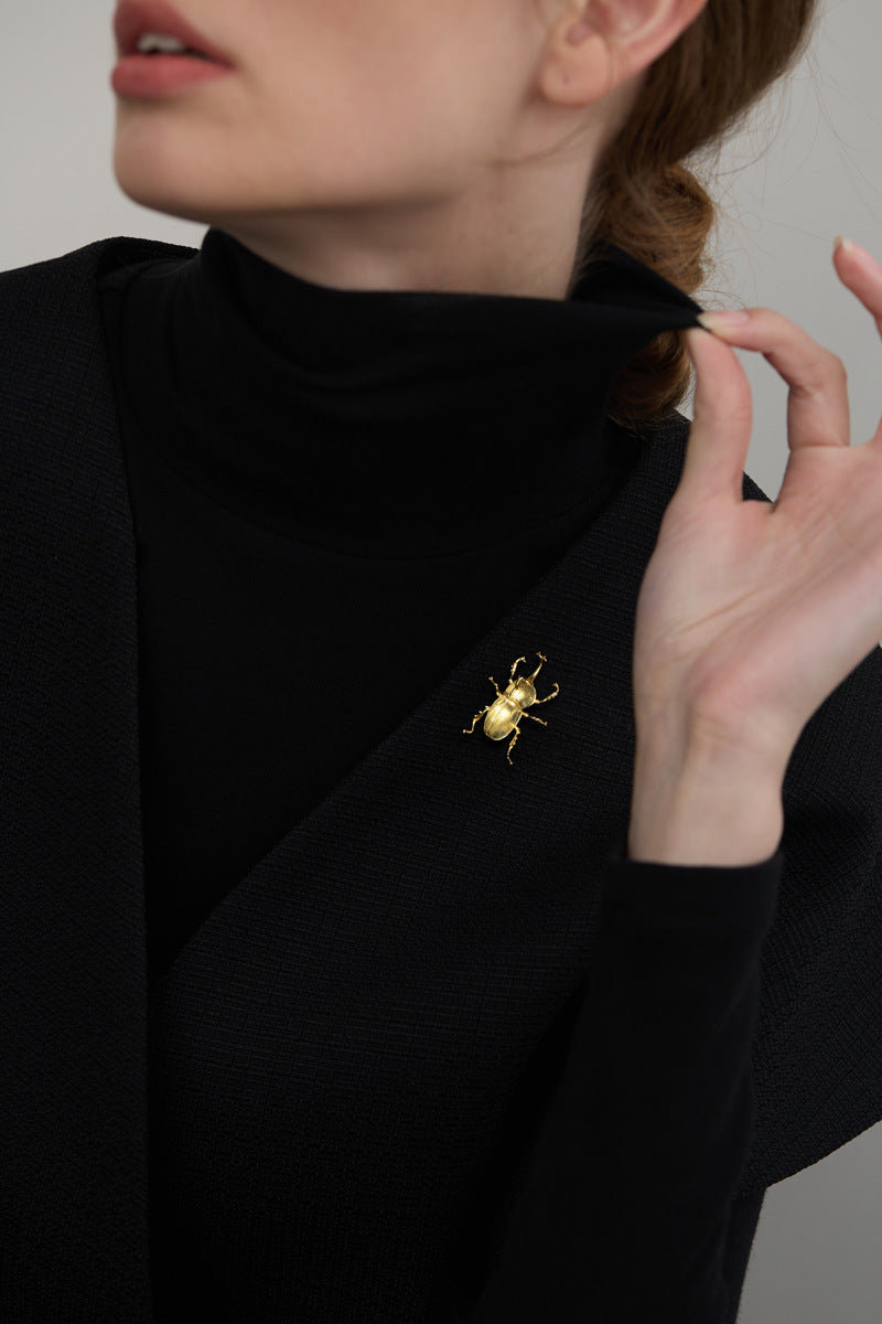 Beetle Bug Brooch-Sterling Silver Elephant Beetle Brooch-Scarab Beetle-Dainty Insect Jewelry-Gift for Unisex