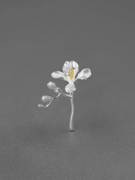 Freesia Flower Brooch-Sterling Silver Freesia Flower Pin-Spring Flower-Dainty Floral Jewelry-Mother's Day Gift