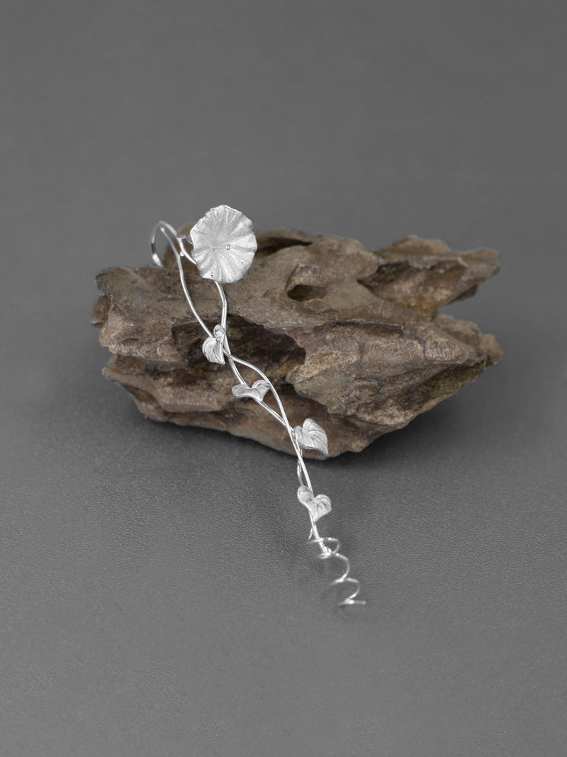 Morning Glory Brooch-Sterling Silver Morning Glory Ivy Vine Brooch-Birth Month Flower-Floral Silver Jewelry-Gift for her