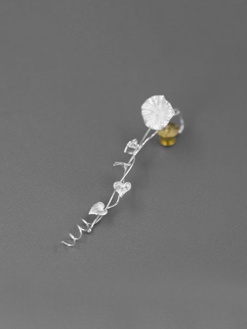 Morning Glory Brooch-Sterling Silver Morning Glory Ivy Vine Brooch-Birth Month Flower-Floral Silver Jewelry-Gift for her