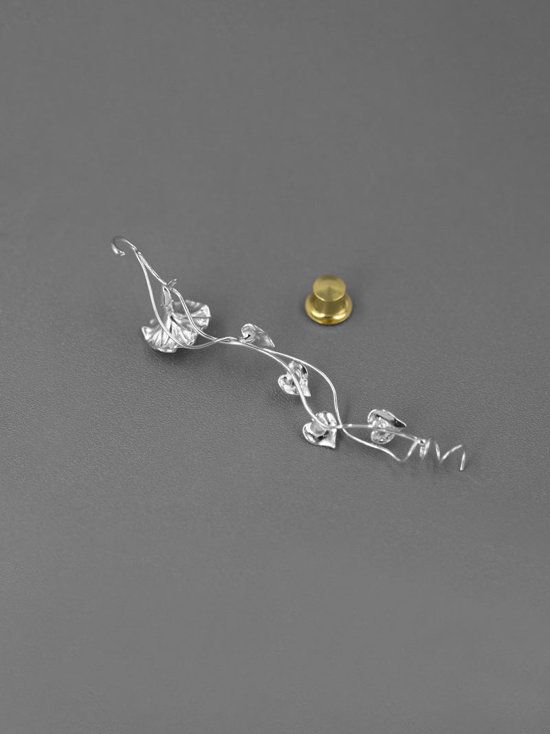 Morning Glory Brooch-Sterling Silver Morning Glory Ivy Vine Brooch-Birth Month Flower-Floral Silver Jewelry-Gift for her
