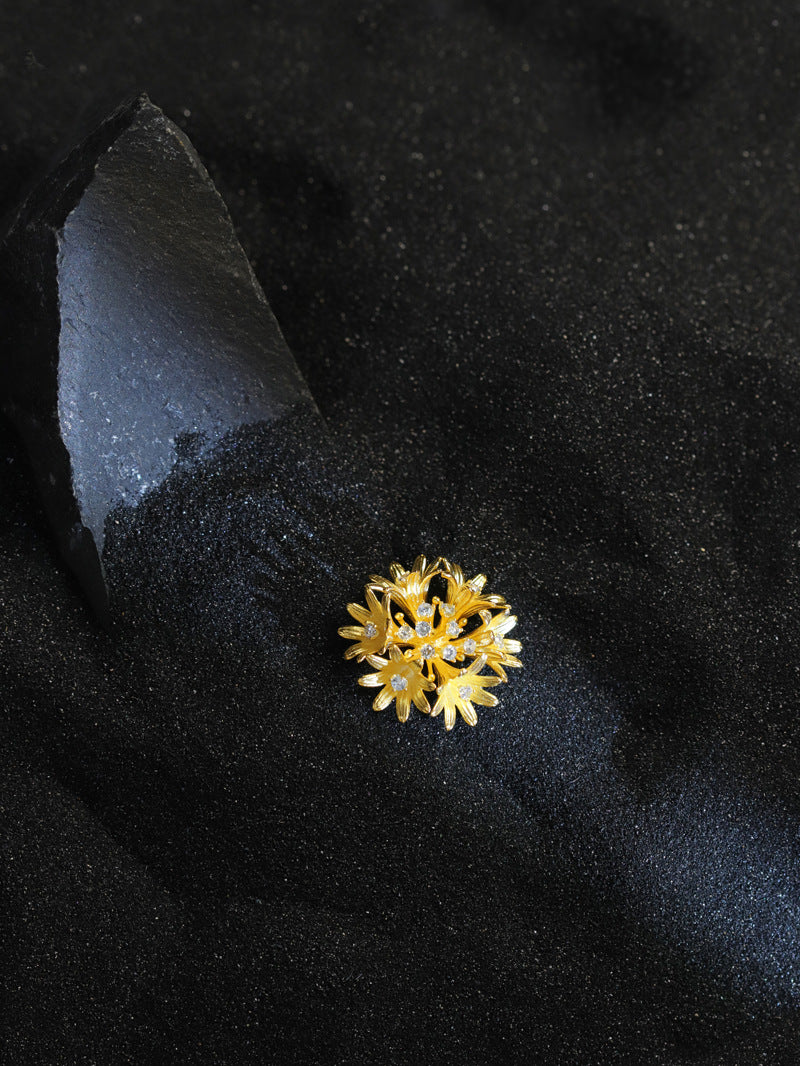 Cornflower Brooch-Sterling Silver Cornflower Floral Brooch-Gold Silver Tone-Silver Floral Jewelry-Gift for her