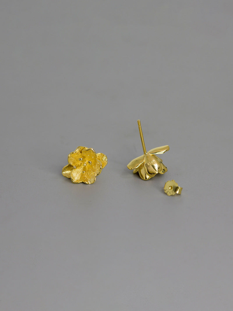 Begonienblüten-Ohrstecker-Sterling Silber Blütenohrring-Kleine Blume-Blumenschmuck-Brautjungfern-Geschenke-Geschenk für Frauen