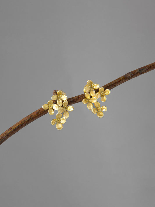 Sweet Osmanthus Charm Earring-Sterling Silver Blossom Flower Stud Earring-Small Flower-Floral Flower Jewelry-Gift for her