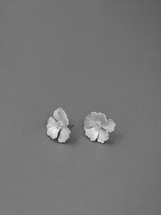 Peony Flower Earring-Sterling Silver Blossom Flower Stud Earrings-Zircon Flower-Floral Silver Jewelry-Gift for her