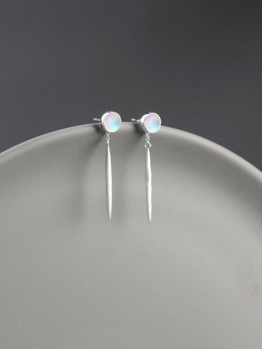 Colored Glaze Disc Earrings-Sterling Silver Spindle Drop Earrings-Gemstone Disc-Silver Gemstone Jewelry-Gift for her