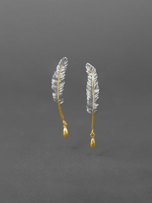 Quill Pen Earrings-Sterling Silver Feather Pen Earrings-Quill Pen and Ink-Antique Plume Jewelry-Gift for Women