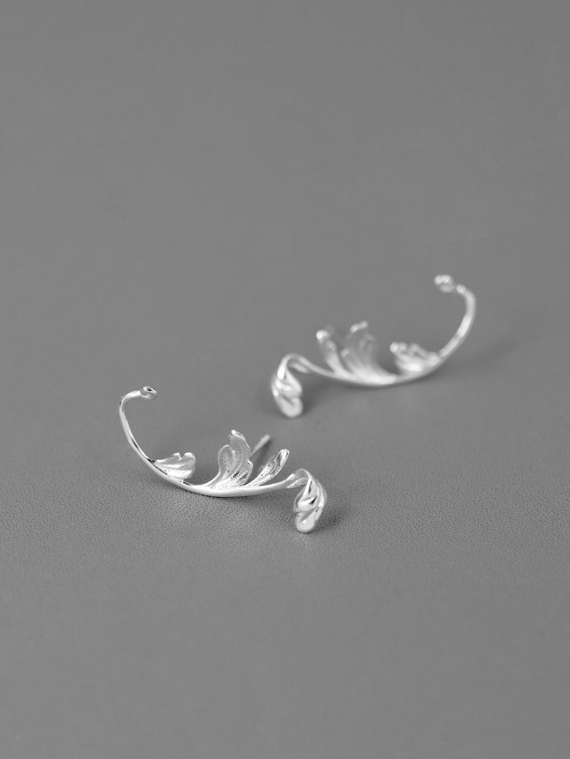 Acanthus Leaf Earring-Sterling Silver Leaf Stud Earring-Antique Leaf-Dainty Leaf Jewelry-Gift for Women