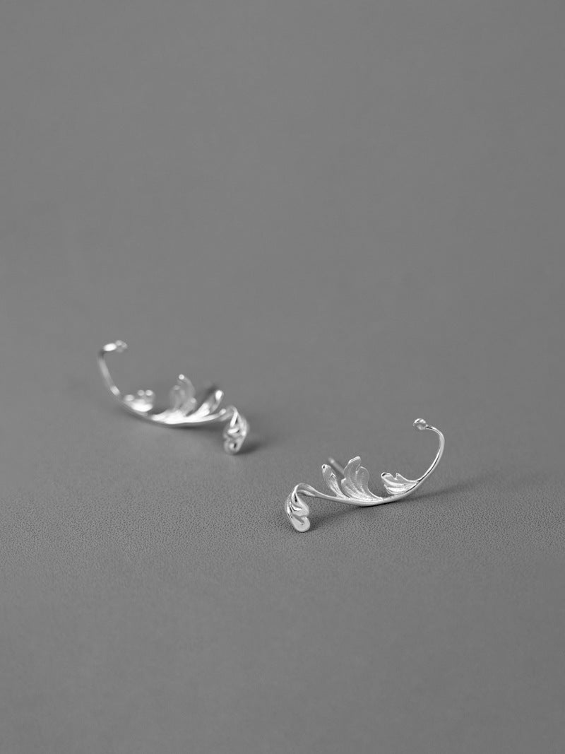 Acanthus Leaf Earring-Sterling Silver Leaf Stud Earring-Antique Leaf-Dainty Leaf Jewelry-Gift for Women
