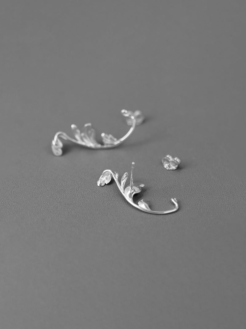 Acanthus Leaf Earring-Sterling Silver Leaf Stud Earring-Antique Leaf-Dainty Leaf Jewelry-Gift for Women