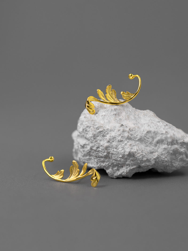 Acanthus Leaf Earring-Sterling Silver Leaf Stud Earring-Antique Leaf-Dainty Leaf Jewelry-Gift for Women