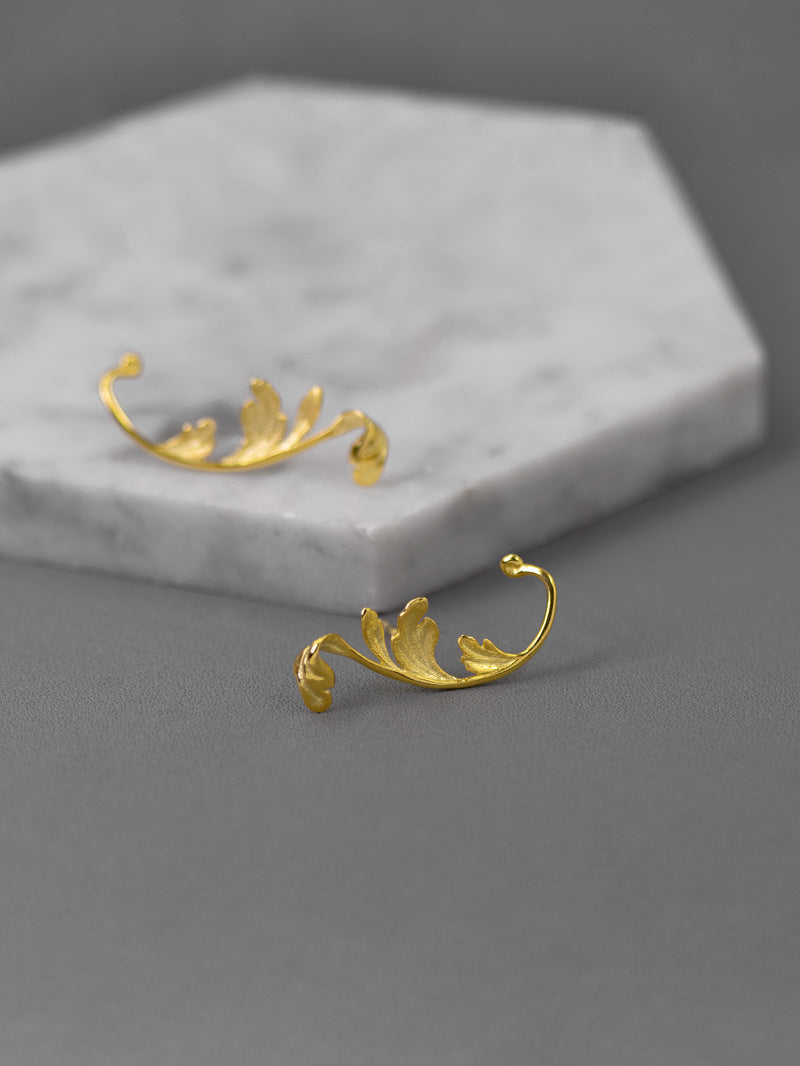 Acanthus Leaf Earring-Sterling Silver Leaf Stud Earring-Antique Leaf-Dainty Leaf Jewelry-Gift for Women
