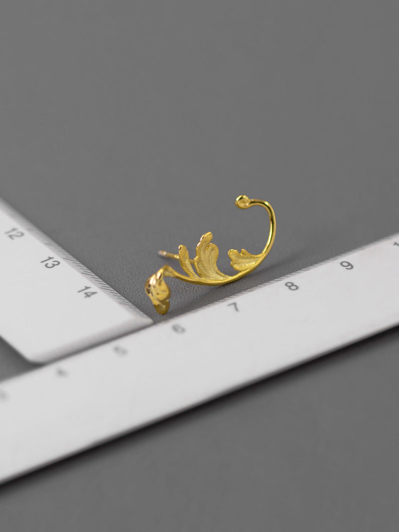 Acanthus Leaf Earring-Sterling Silver Leaf Stud Earring-Antique Leaf-Dainty Leaf Jewelry-Gift for Women