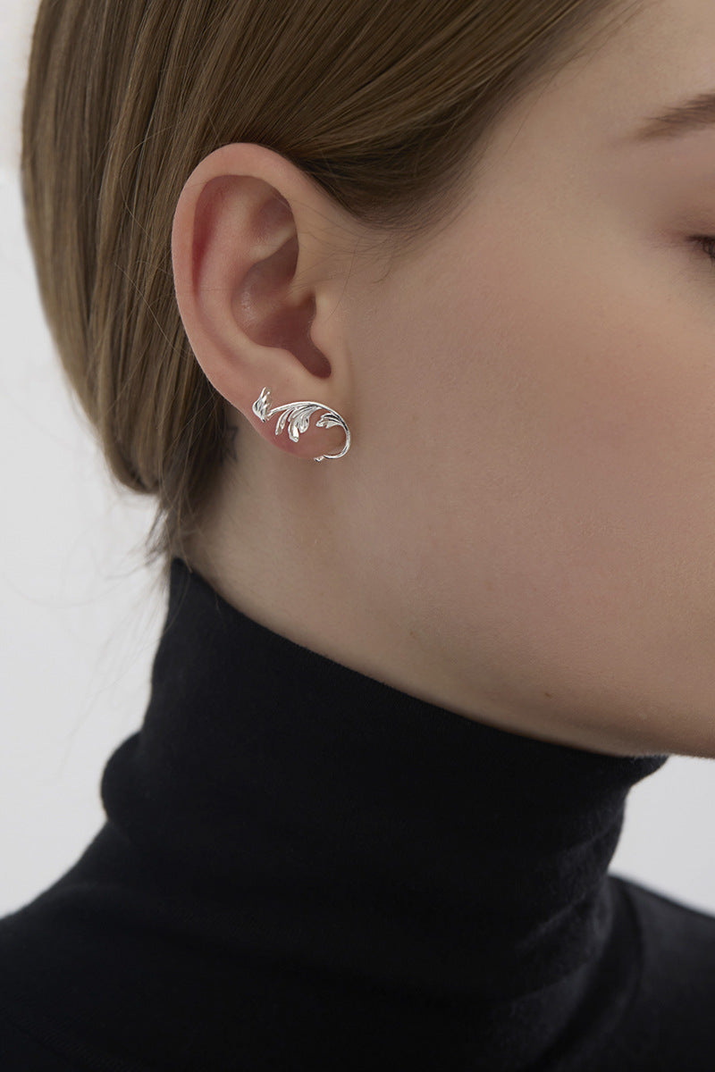Acanthus Leaf Earring-Sterling Silver Leaf Stud Earring-Antique Leaf-Dainty Leaf Jewelry-Gift for Women