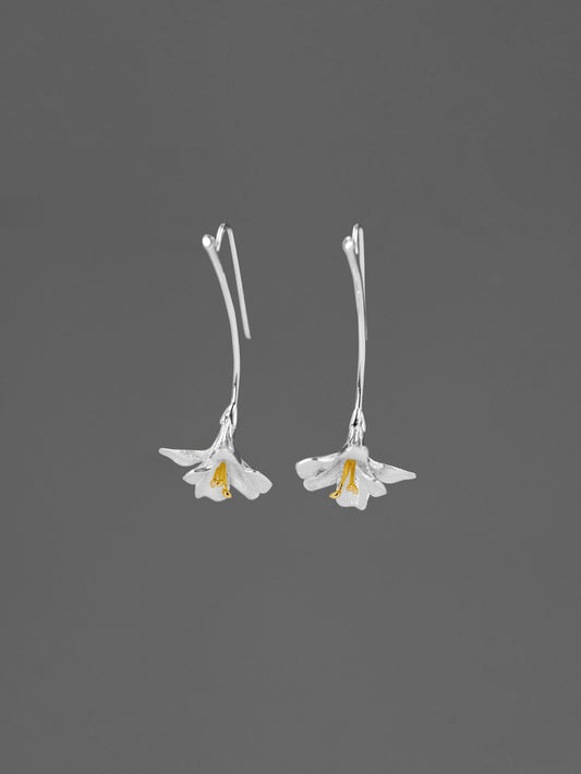 Freesia Flower Earring-Sterling Silver Freesia Flower Dangle Earring-Spring Flower-Dainty Floral Jewelry-Mother's Day Gift