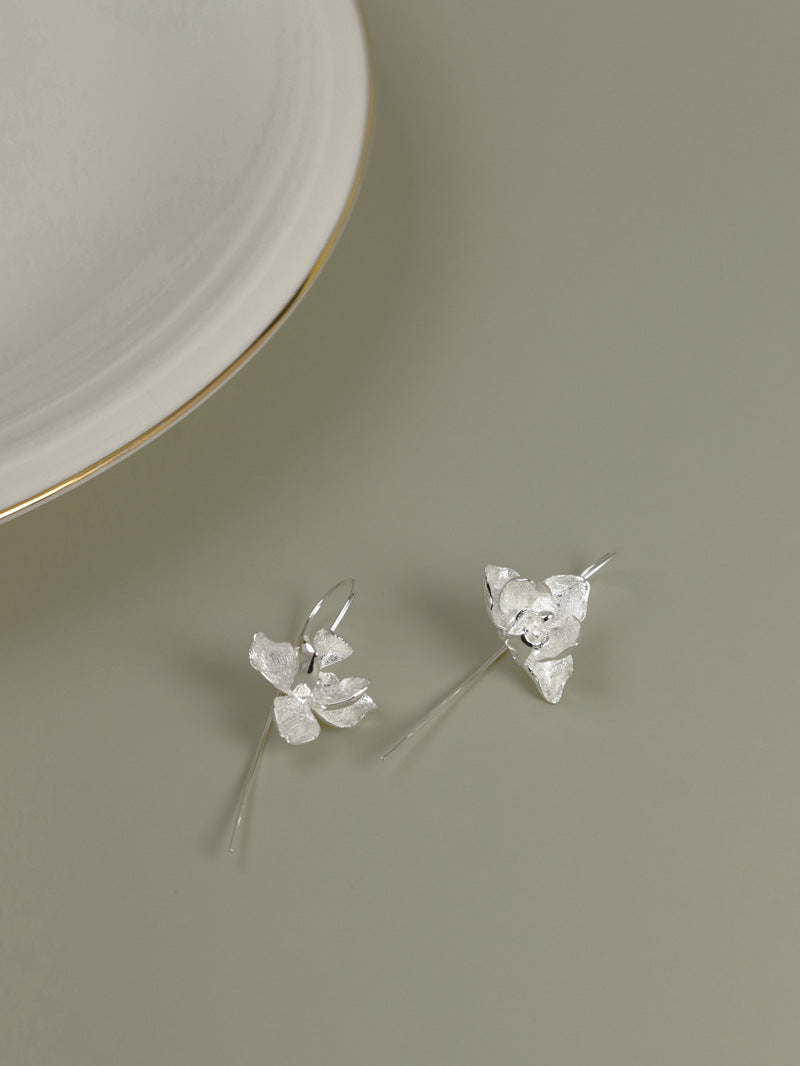 Orchid Flower Earrings-Sterling Silver Orchid Flower Dangle Earring-Phalaenopsis Orchid-Dainty Flower Jewelry-Gift for her