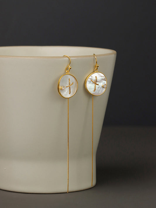 Southern Cross Tassel Earrings Long Tassel Hook White Shell Earrings DIY Design Gift for her