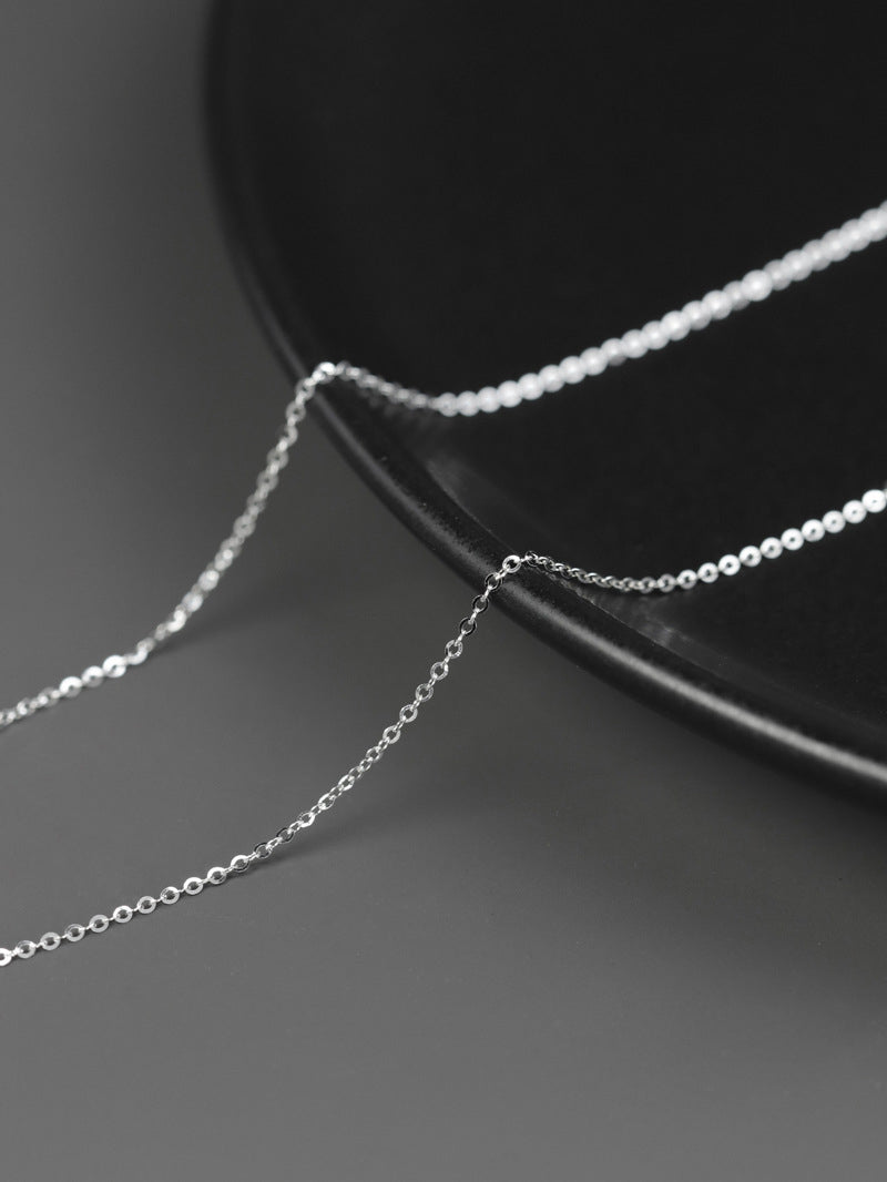 Flat Cable Chain Necklace-Sterling Silver Bare Chain-Round Cable-Cross linked Chain-Gift for Women