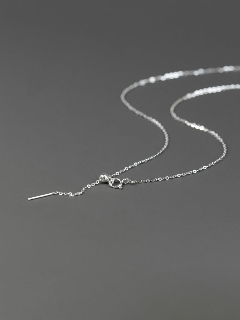 Flat Cable Chain Necklace-Sterling Silver Bare Chain-Round Cable-Cross linked Chain-Gift for Women