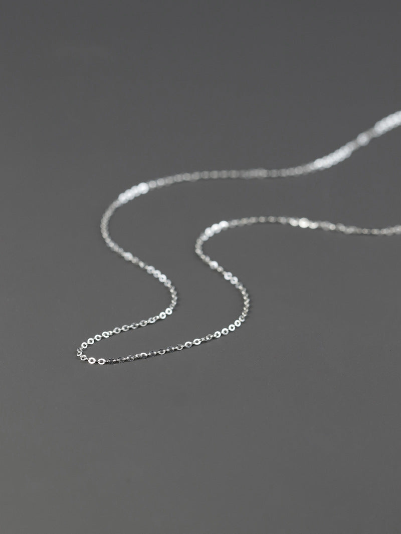 Flat Cable Chain Necklace-Sterling Silver Bare Chain-Round Cable-Cross linked Chain-Gift for Women