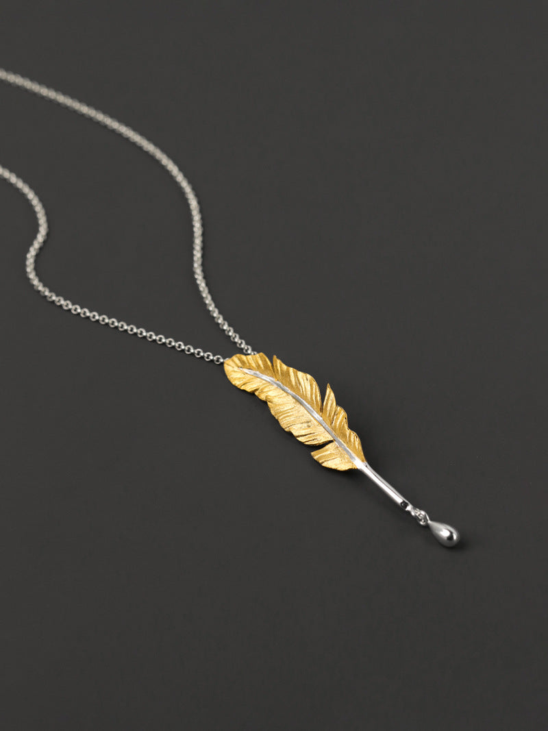 Sterling Silver Feather Quill Pen Pendant - Antique Plume Jewelry Teacher's Gift