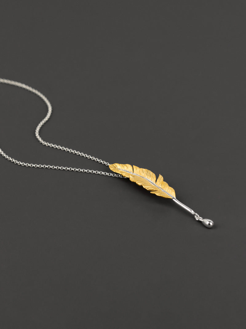 Sterling Silver Feather Quill Pen Pendant - Antique Plume Jewelry Teacher's Gift