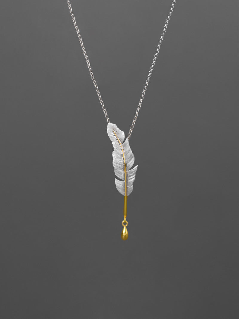 Sterling Silver Feather Quill Pen Pendant - Antique Plume Jewelry Teacher's Gift