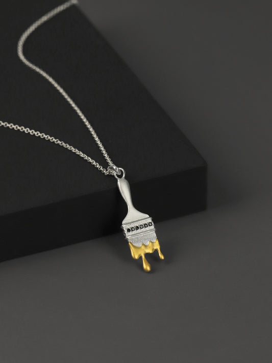 Paint Brush Necklace Charm-Sterling Silver Paint Brush Pendant-Artist Brush-Silver Painter Jewelry-Gift For Women