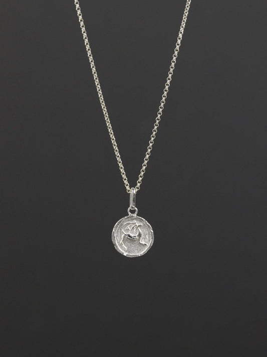Deer Necklace Charm-Sterling Silver Cameo Deer Coin Pendant-Antique Silver Jewelry-Gift for her