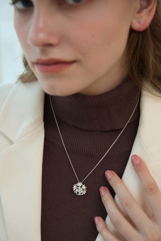 Cornflower Pendant-Sterling Silver Cornflower Floral Necklace Pendant-Gold Silver Tone-Silver Floral Jewelry-Gift for her