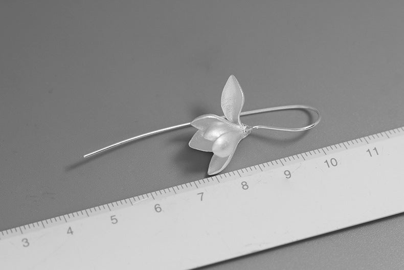 Magnolia Flower Earring-Sterling Silver Flower Charm Dangle-Real Flower-Glossy Twig-Magnolia Jewelry-Gift for her
