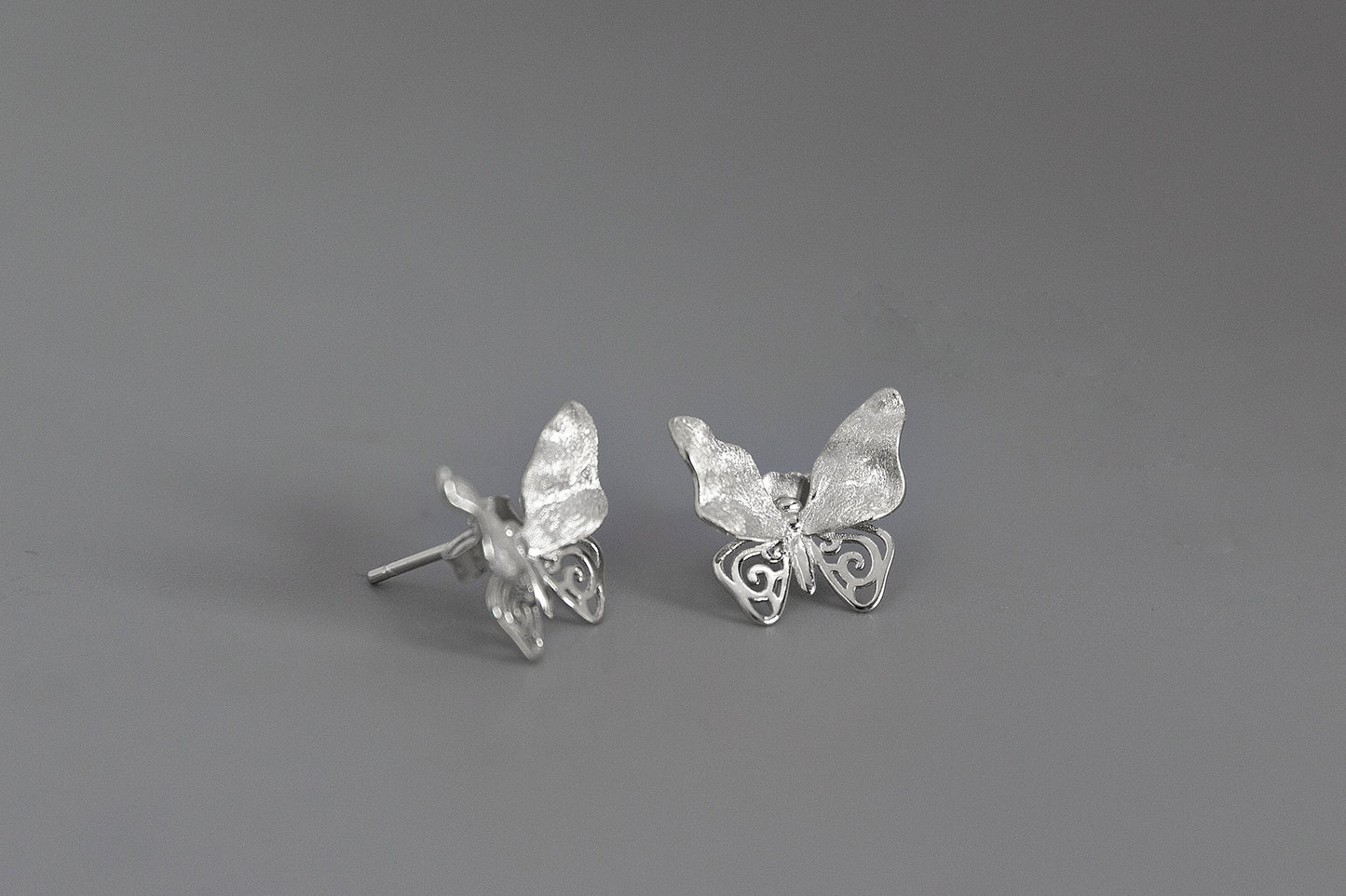 Small Butterfly Charm Earring-Sterling Silver Butterfly Stud Earring-Fashion Insect Jewelry-Bridesmaid gifts-Gift for her