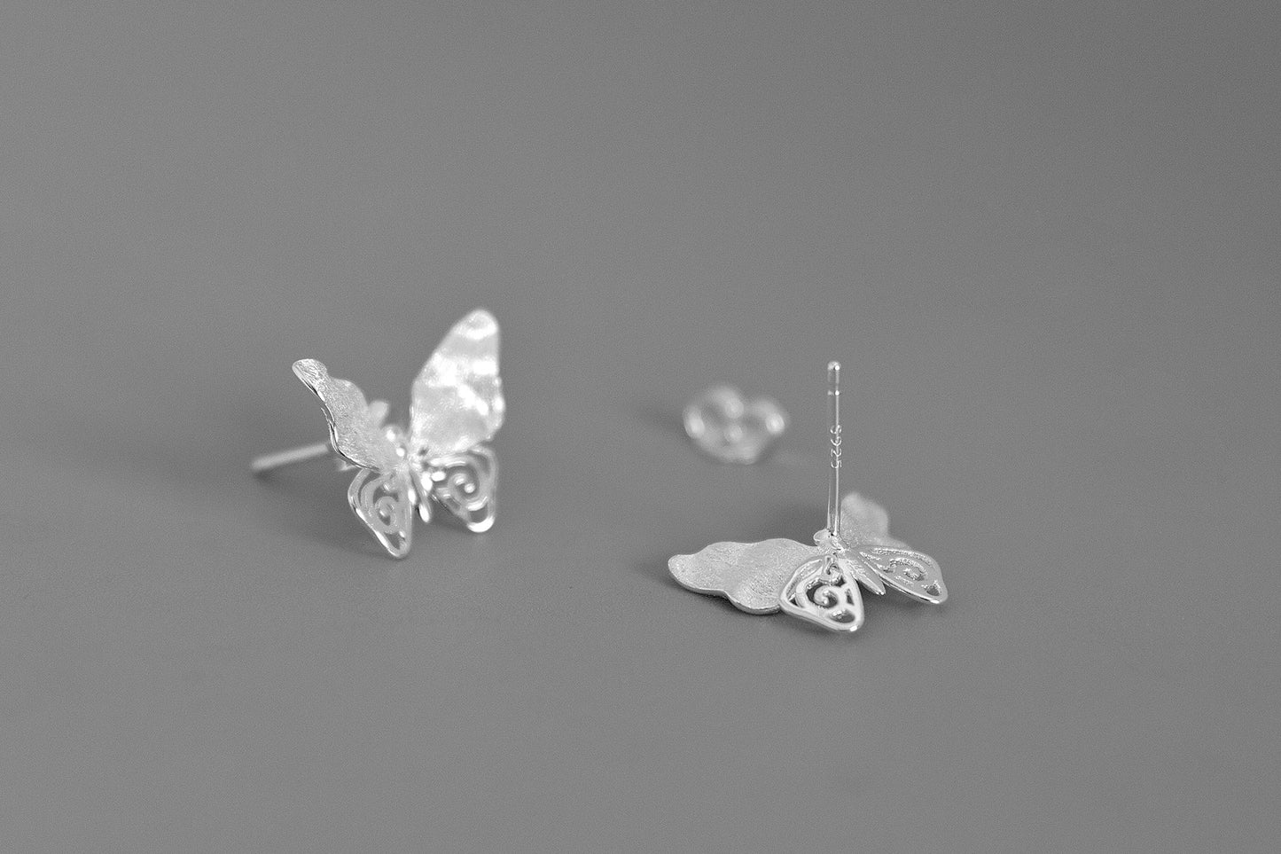 Small Butterfly Charm Earring-Sterling Silver Butterfly Stud Earring-Fashion Insect Jewelry-Bridesmaid gifts-Gift for her