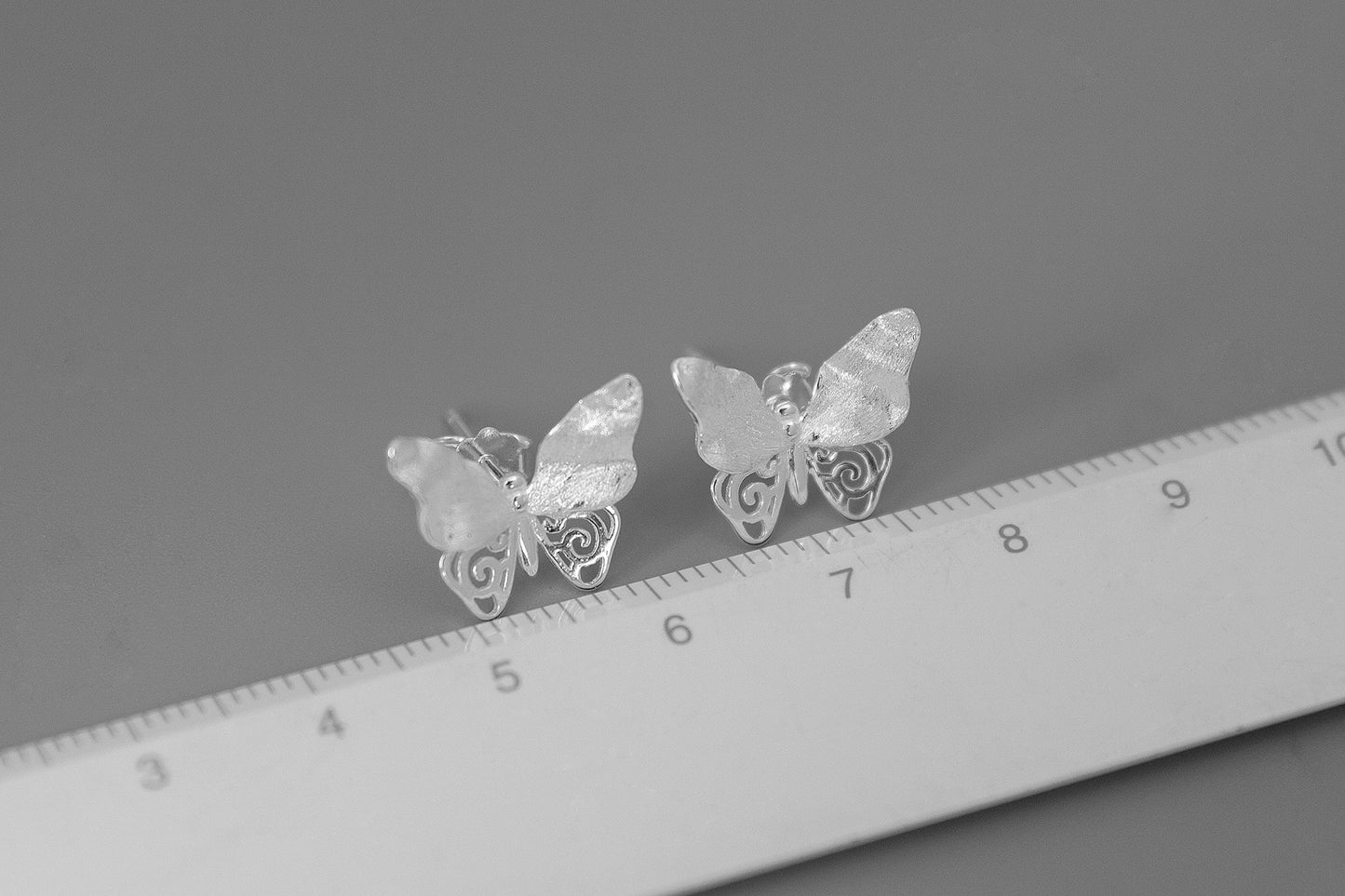 Small Butterfly Charm Earring-Sterling Silver Butterfly Stud Earring-Fashion Insect Jewelry-Bridesmaid gifts-Gift for her