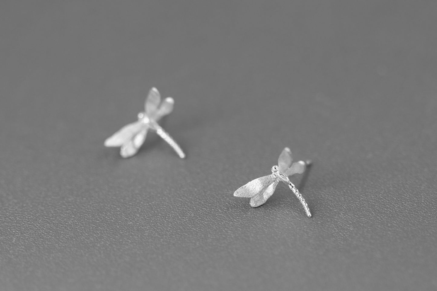 Small Dragonfly Earring-Sterling Silver Dragonfly Stud Earring-Small Wing-Silver Insect Jewelry-Gift for her