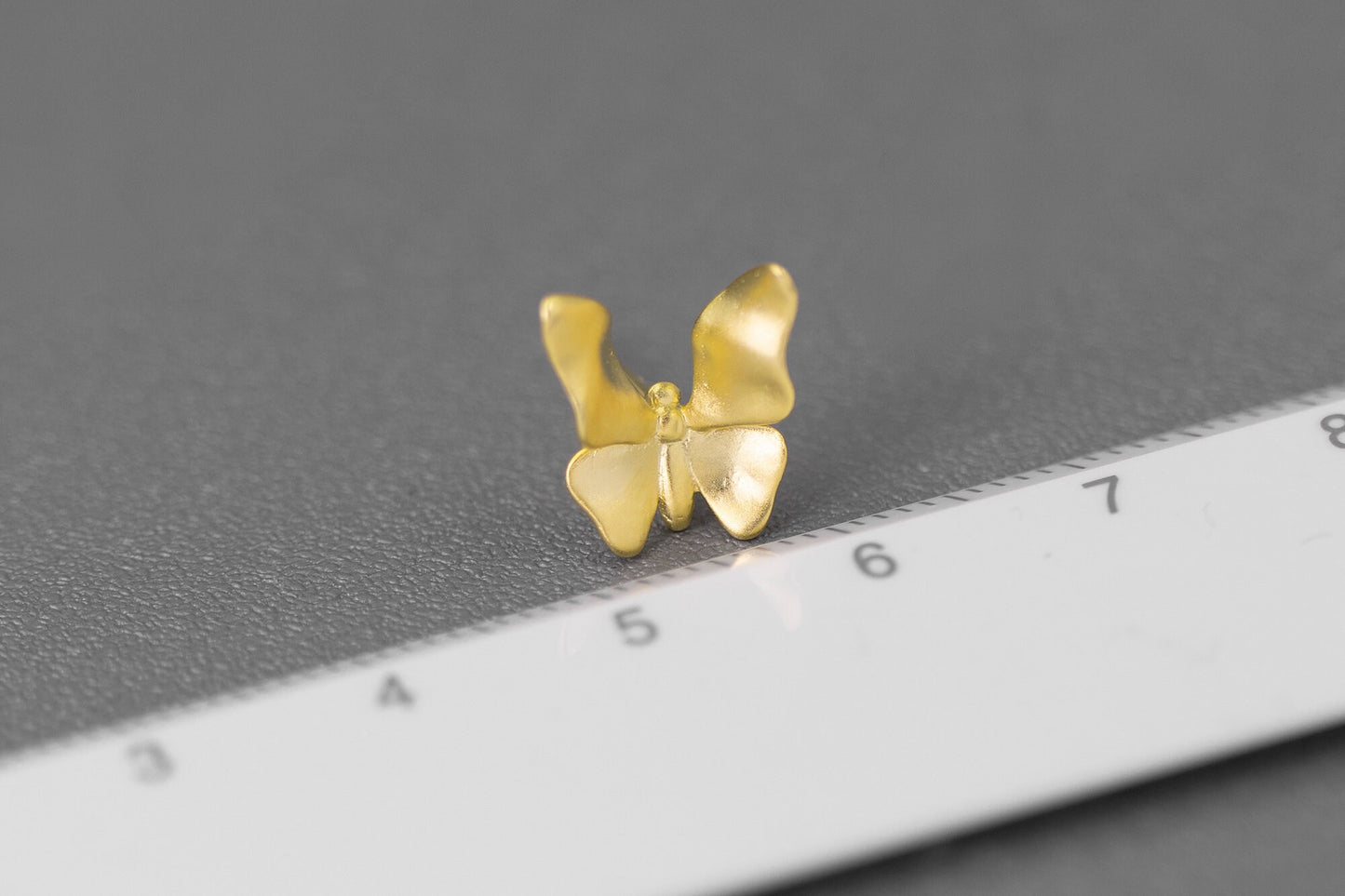 Small Butterfly Charm Earring-Sterling Silver Butterfly Stud Earring-Small Wing-Silver Insect Jewelry-Gift for her