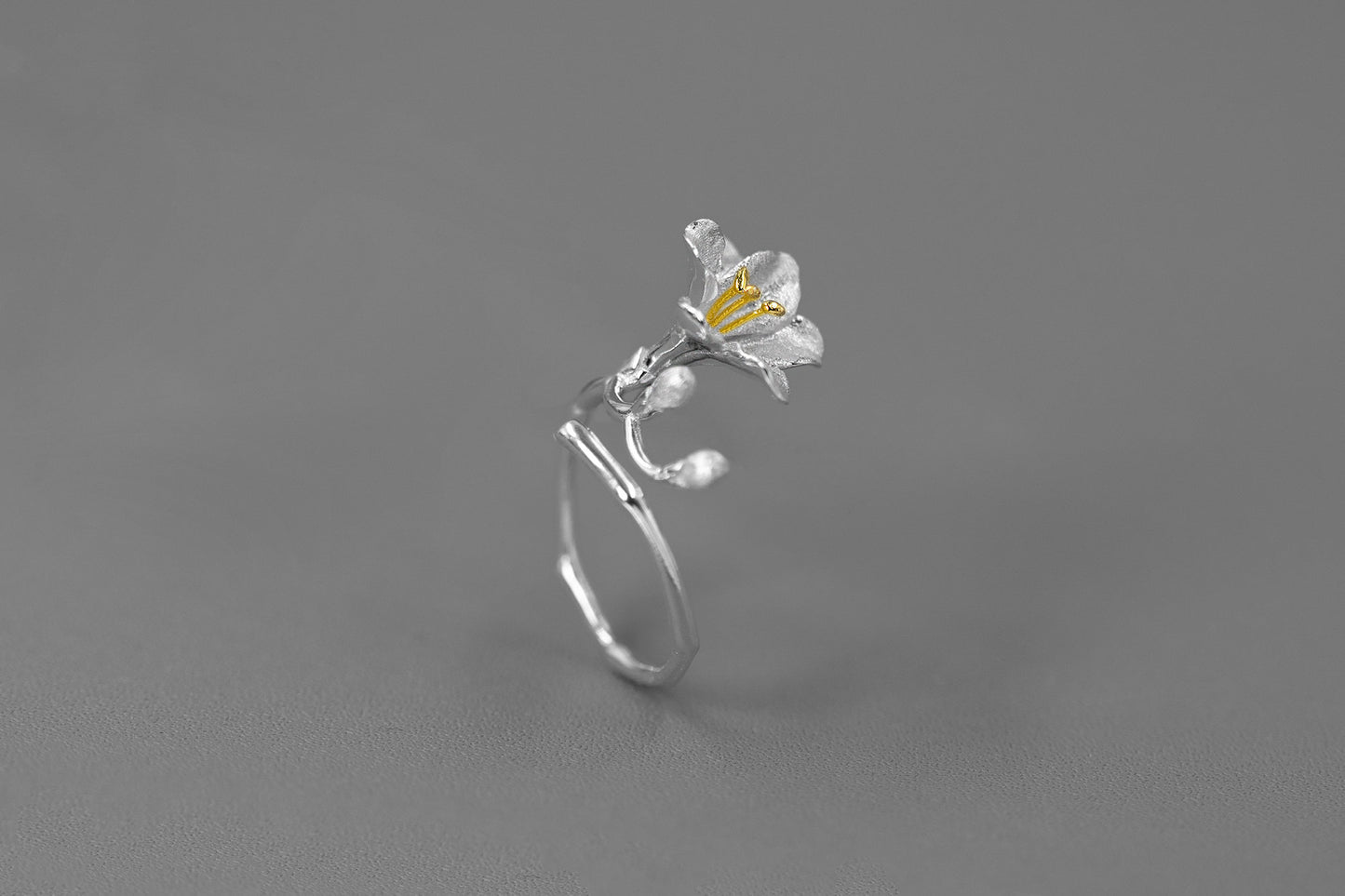 Freesia Flower Ring-Sterling Silver Freesia Flower Open Ring-Spring Flower-Dainty Floral Jewelry-Mother's Day Gift