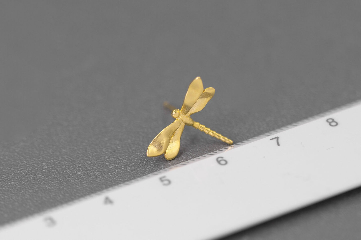 Small Dragonfly Earring-Sterling Silver Dragonfly Stud Earring-Small Wing-Silver Insect Jewelry-Gift for her