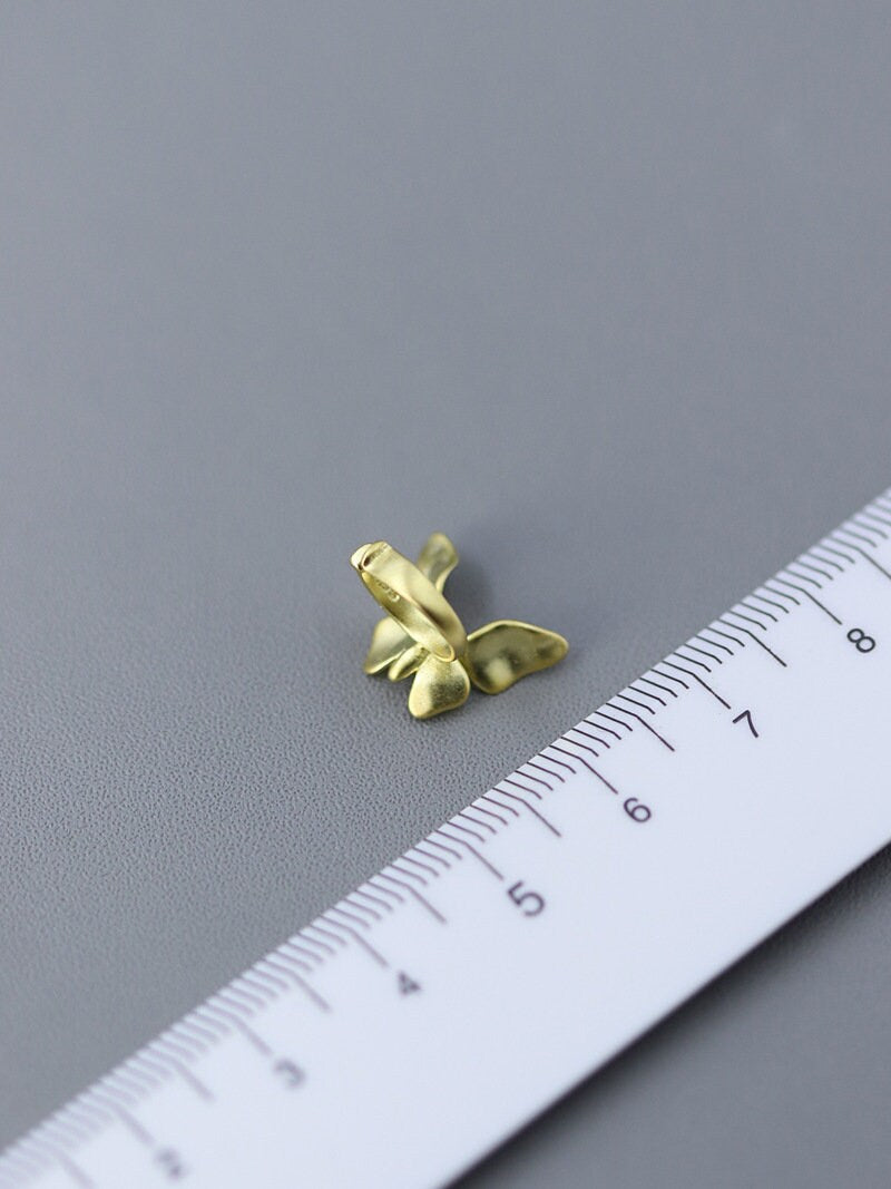 Small Butterfly Charm Earring-Sterling Silver Butterfly Clip-on Earring-Small Wing-Silver Insect Jewelry-Gift for her