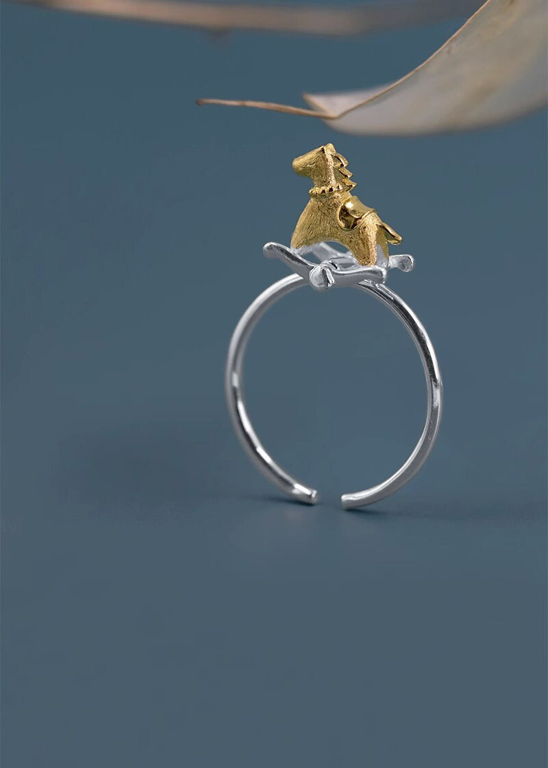 Rocking Horse Ring-Sterling Silver Rocking Horse Charm Open Ring-Dainty Charm-Lovely Silver Jewelry-Gift for her